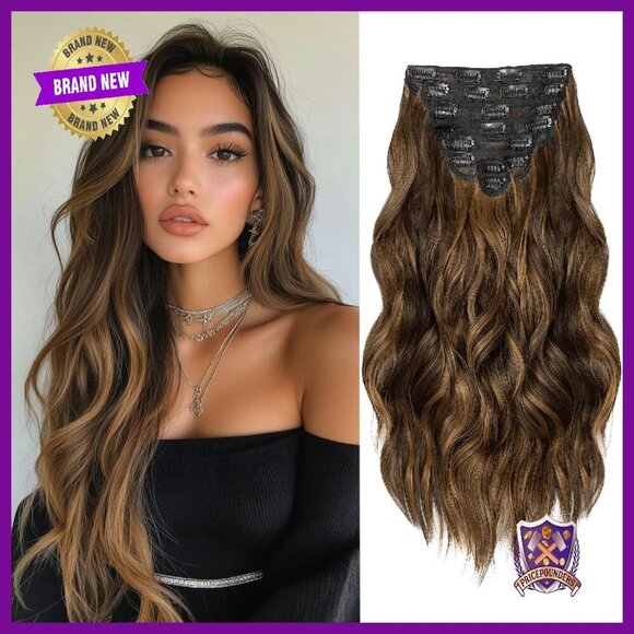 20 Inch Clip-In Hair Extensions, 8 Piece Synthetic Set for Volume & Length main image 4